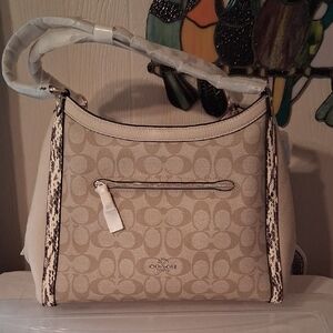 Coach Tan and Cream Shoulder Bag